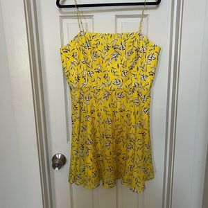 Alice & Olivia yellow floral mini dress